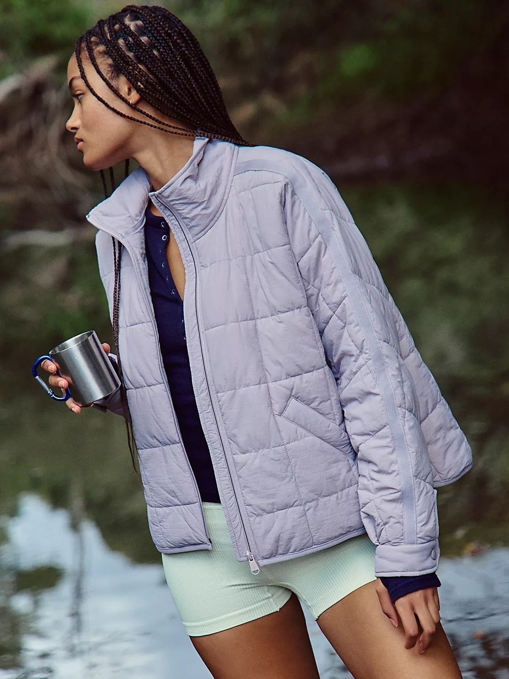 Free People Movement Pippa Packable Lavender Quilted Puffer Jacket Size Small